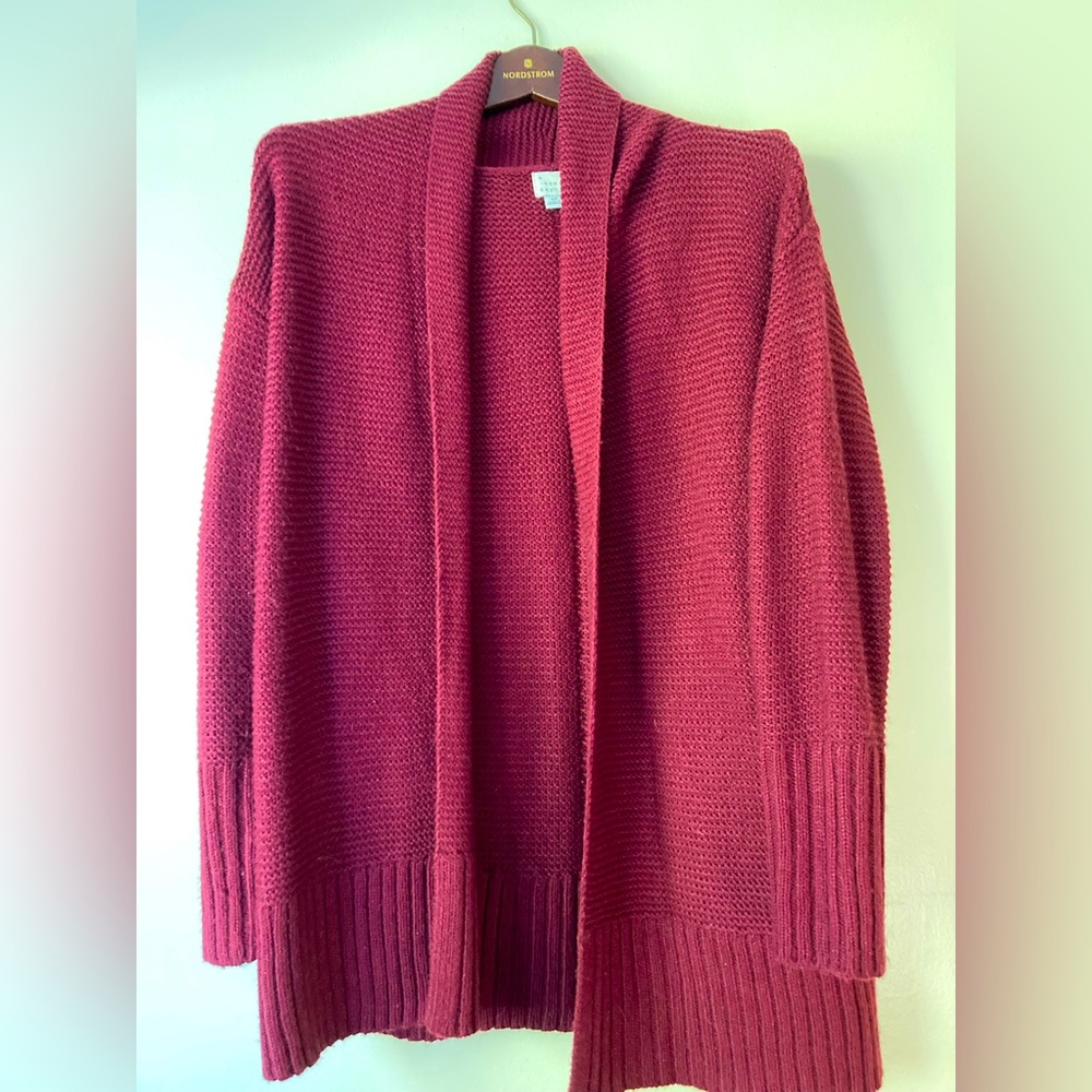 A New Day Woven Cardigan XS in Cranberry